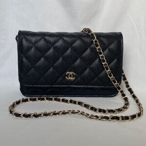 NEW CC Quilted Crossbody Bag Black and Gold